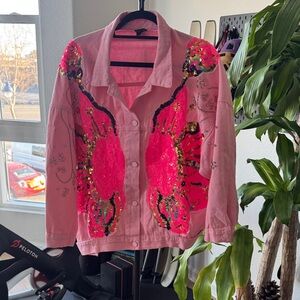 Pink Sequin Embellished Women's Top